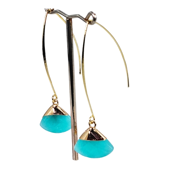 Eleven Wings Jewelry - New Eleven Wings Aqua Amazonite Earrings Artisan Dangle Pierced Wire Dai…